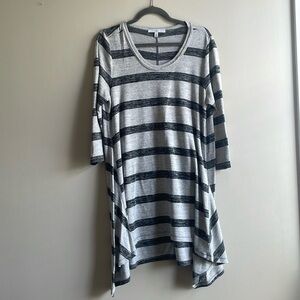 Grey striped cotton tunic size L